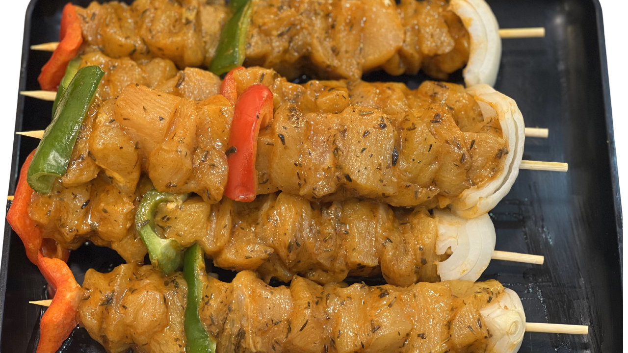 pincho de pollo y verduras